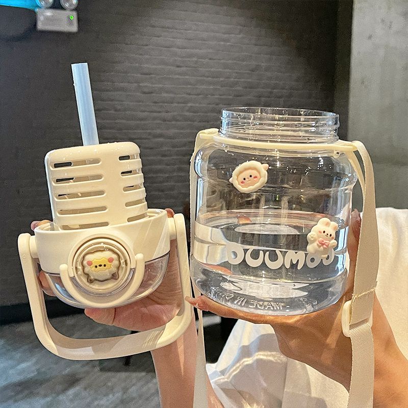 [Co-Life] Ready Stock-1,000ml Summer Large-Capacity Poop Water Cup Girl Student with Tea Separation Tea Water Separation Straw Plastic Water Bottle Redemption Huhu