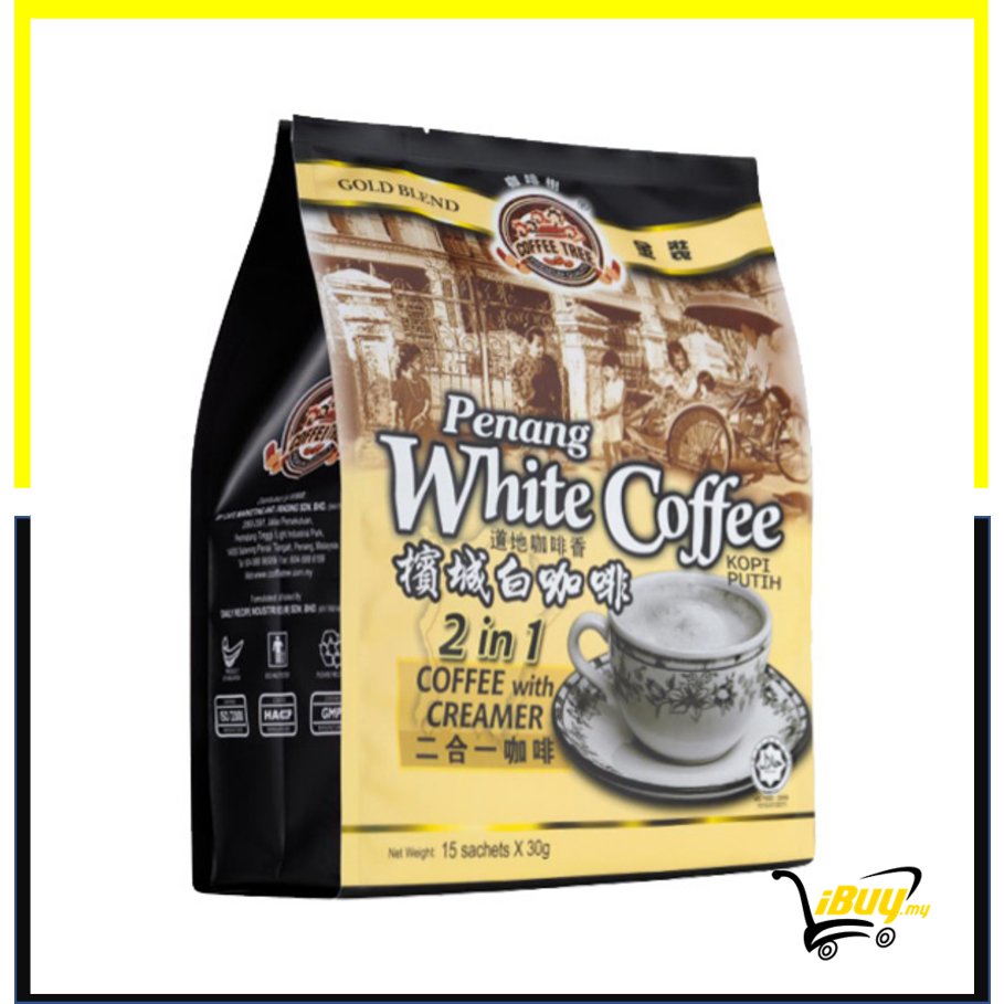 Coffee Tree 2 in 1 No Sugar Added Gold Blend Penang White Coffee (30g x 15's) GB03