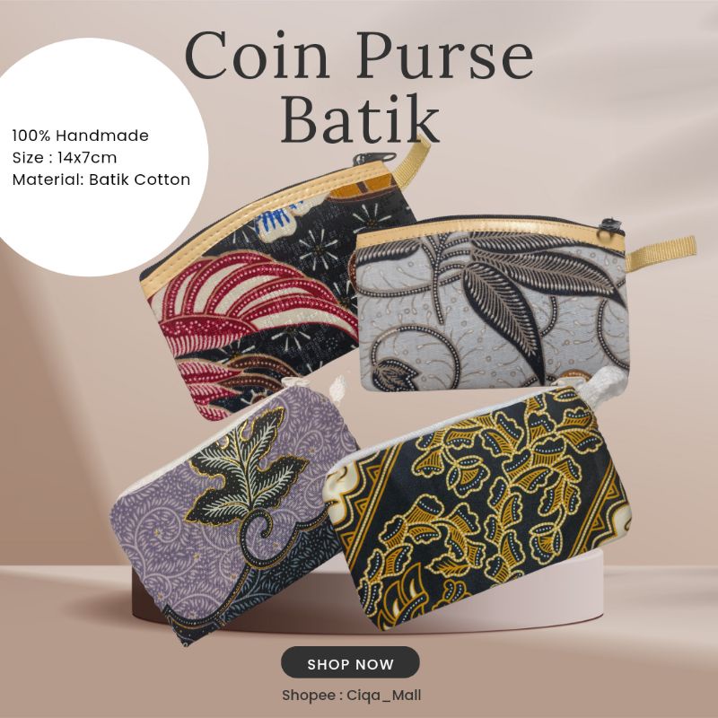 Coin Purse design Batik Handmade berzip beg duit syiling murah comel