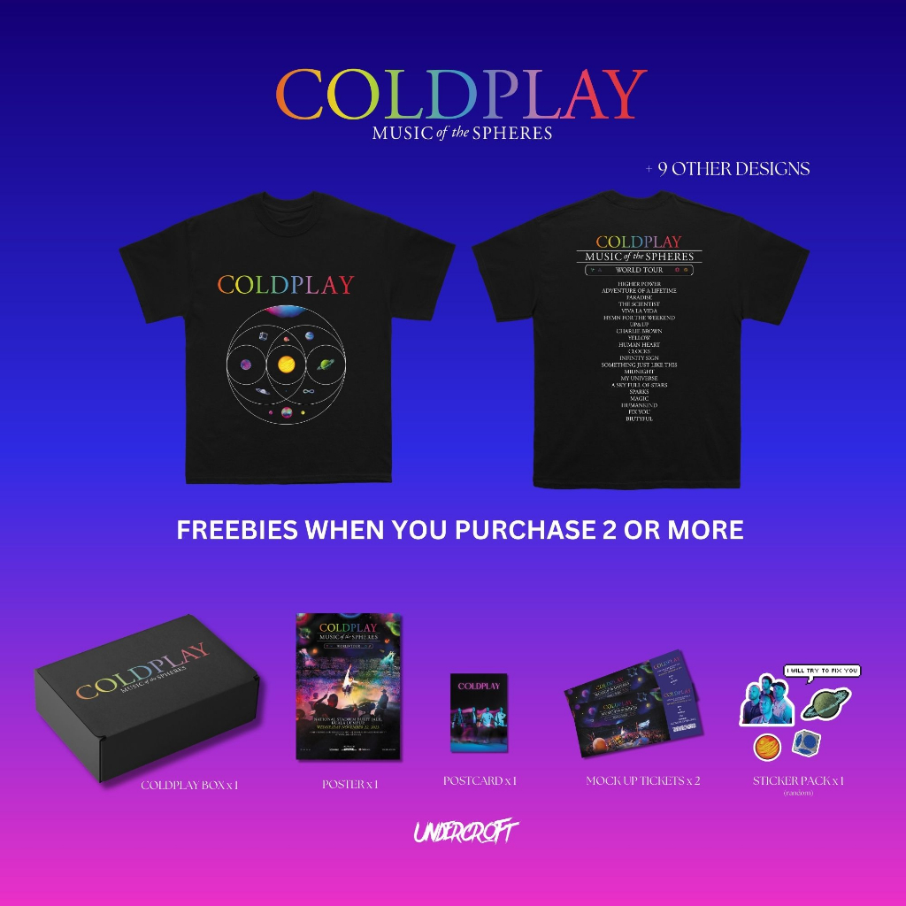 Coldplay Music of the Spheres Collection Merchandise by Undercroft