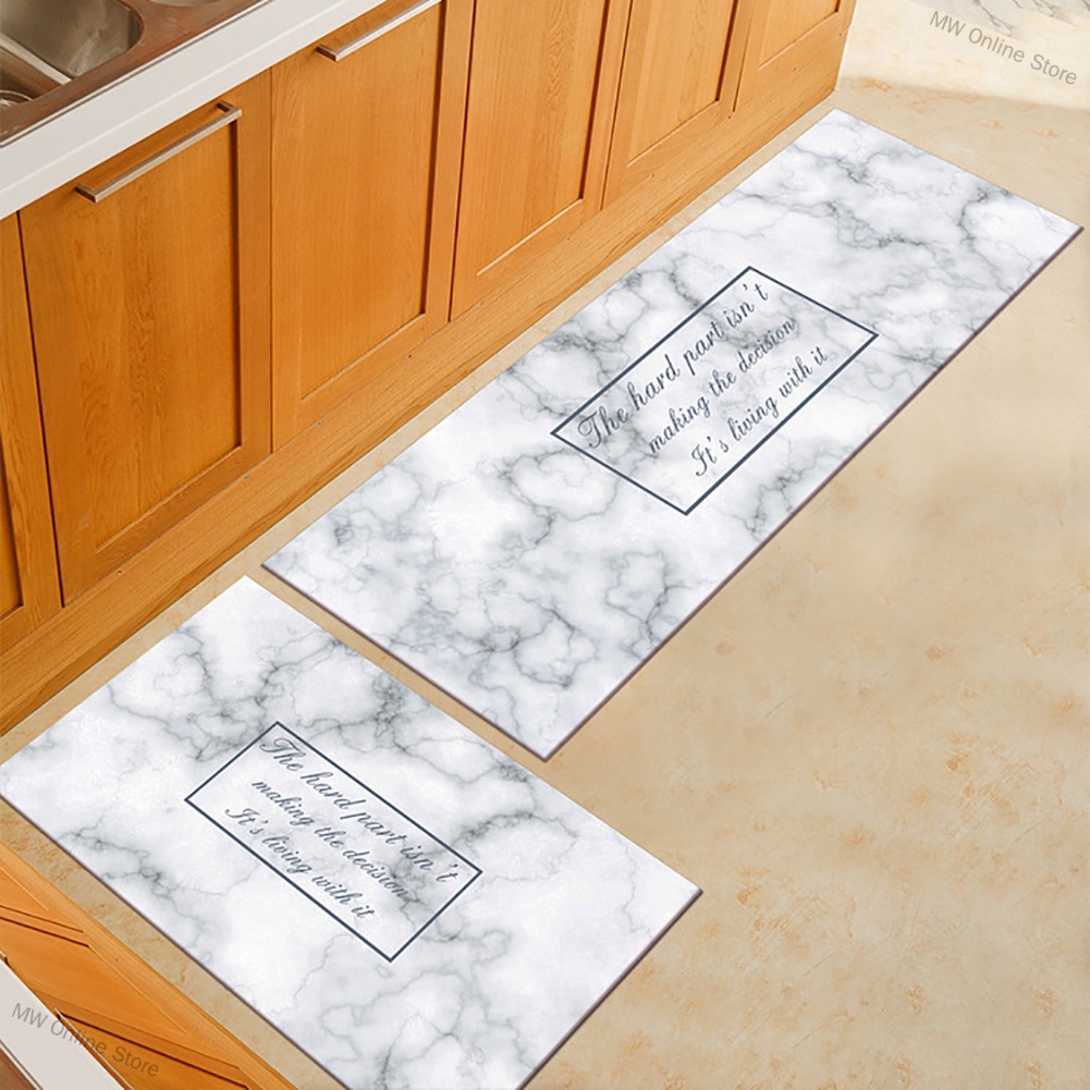 Comfortable Nordic Style Marble Printing Pattern Nonslip Floor Mat for Kitchen Dining Room MW Online