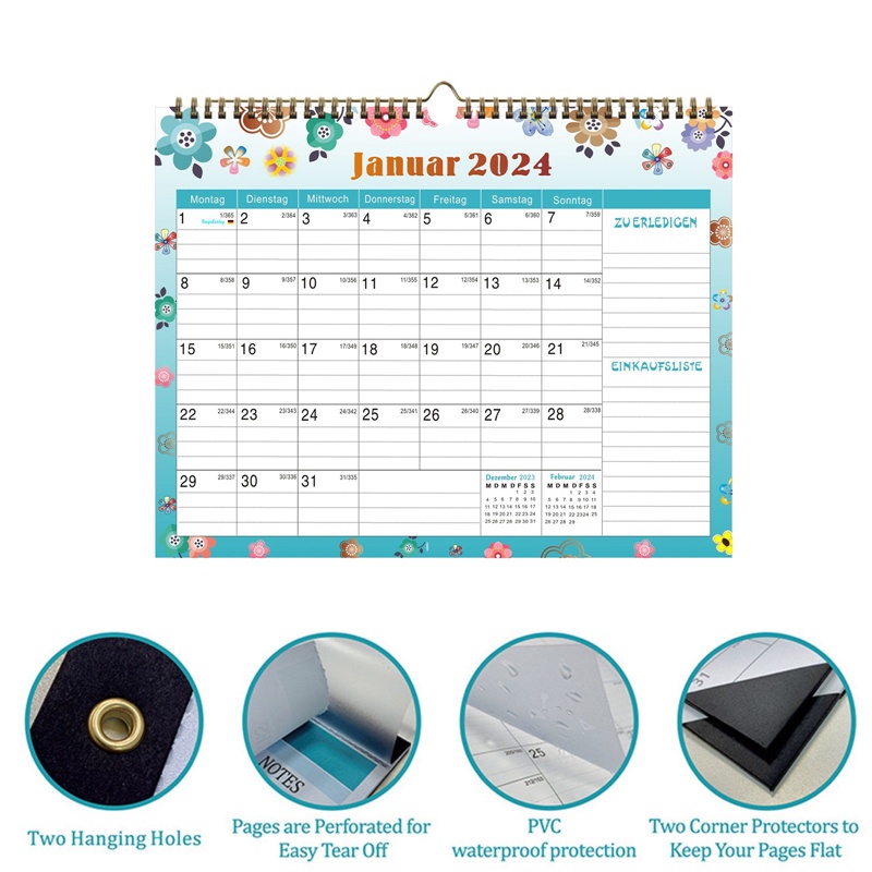 Compact Family Planner 2024/2025 with 7 Columns,Wall Calendar