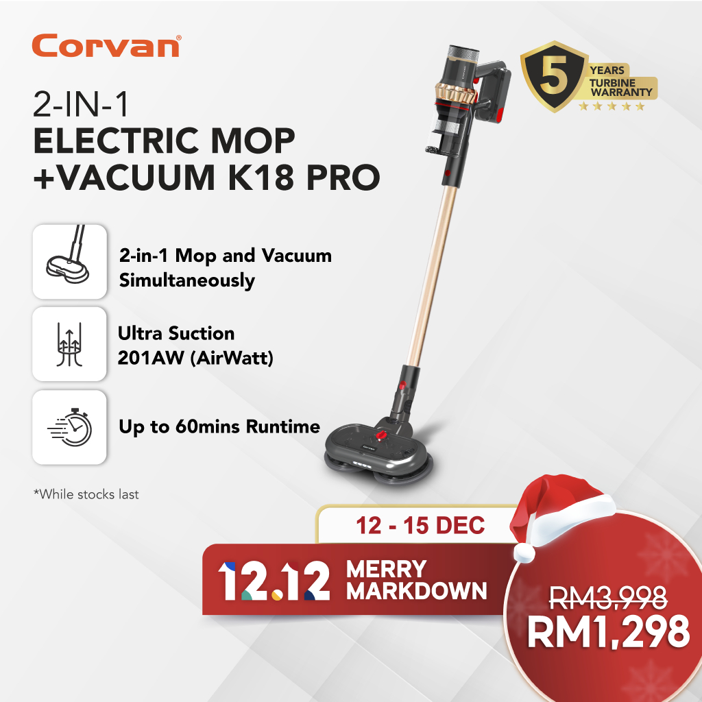 Corvan 2 In 1 Cordless Vacuum Cleaner & Cordless Mop K18 Pro/K18