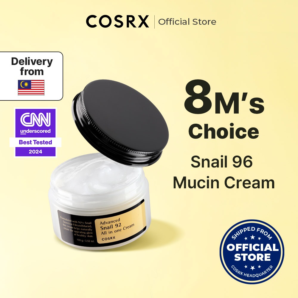 [COSRX OFFICIAL] Advanced Snail 92 All in one Cream 100ml, Snail Secretion Filtrate 92%, Hyaluronic acid 1,000 ppm, for Anti-aging & Nourishing, Wrinkle Improvement