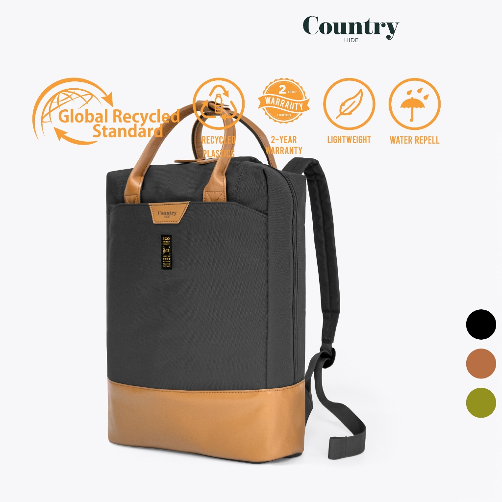 COUNTRY HIDE EARTH Eco-Friendly Water Resistant Unisex Laptop Computer Backpack with Padded Compartment CH09-H26101