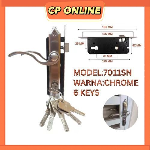 CP ONLINE Mortice Lock Grill Lock Door Gate Lock Set Handle Lock Pagar Lock Kunci Grill Pintu Rumah Tombol Pintu 门把锁