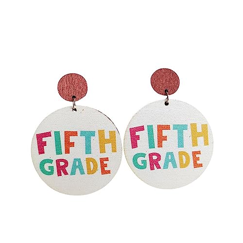 Creative Teacher Student Earrings Back to School Drop Dangle Earrings Wooden Acrylic First Day of School Earrings Hello First Grade Welcome Back to School Earrings-wooden 5th