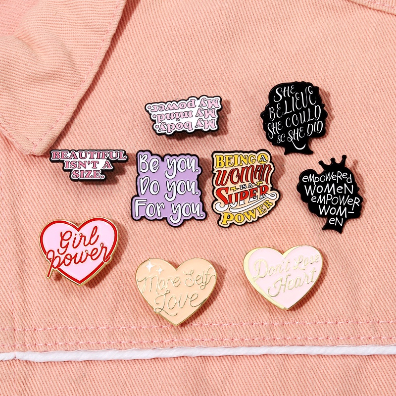 Creative Colorful Quotes Text Enamel Pin Women Power Brooch Badges Clothes Lapel Pin Inspirational Cool Badge Jewelry Gift for Girls