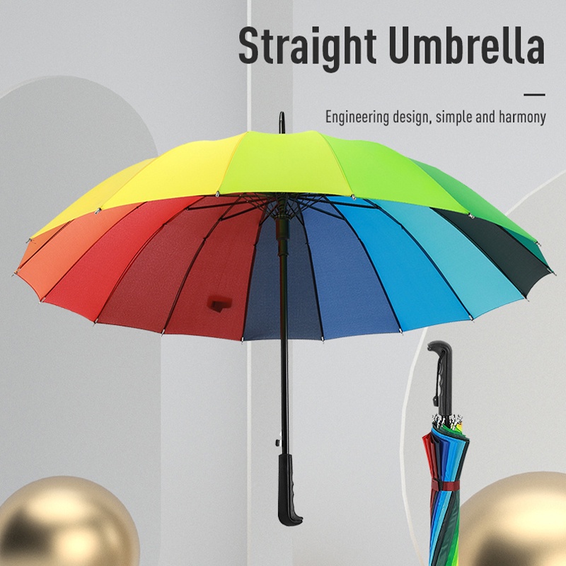 Creative Colorful Rainbow Auto Umbrella Sun UV Rain Weather Resistant Large Canopy Quick Open Golf Outdoor Umbrellas