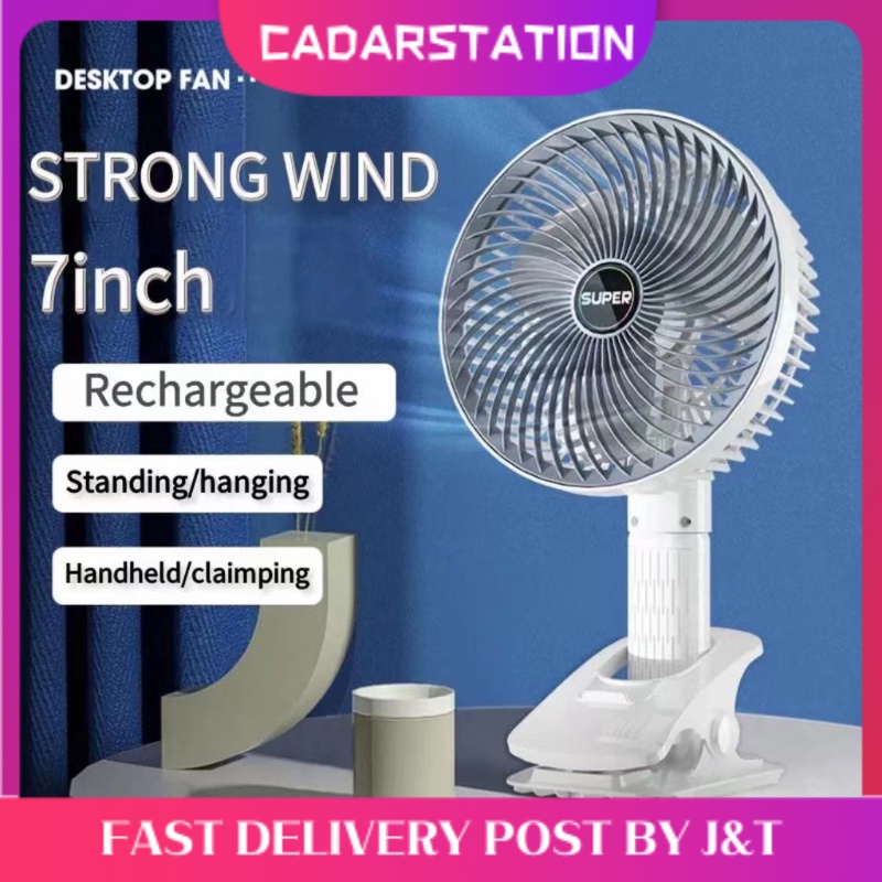 CS_ Kipas Mini Portable Fan Table Fan Desktop Fan Handheld fan Clip fan Hanging fan Rechargeable Strong Wind