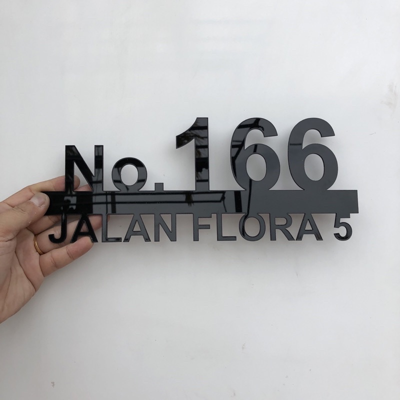 custome made number plate rumah aryclic 4MM morden senang pasang