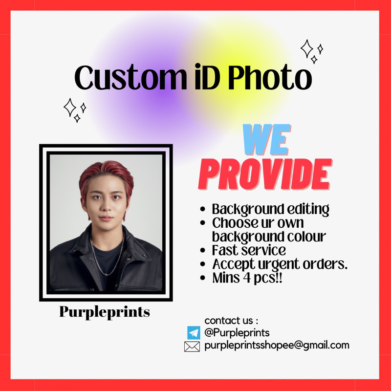 CUSTOM ID PHOTO (mins 4 pcs) Printing service fast shipping kpop id photo passport