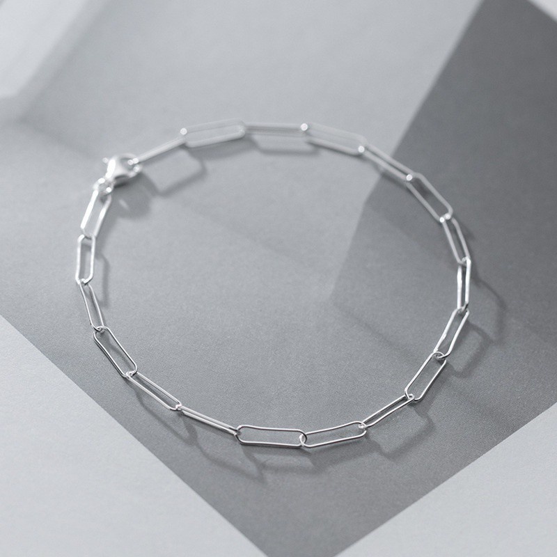 Customizable Bracelets 925 Sterling Silver 3.8mm Thick chain Bracelet Anklet Geometry Quadrilateral fashion Jewelry Gift