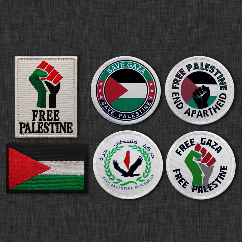 【Customized 】HK Free Palestine Palestinian Flag Morale Badge 3D Velcro Patch /Badges/armband/Emblem Decorative For Jackets Jeans Backpack cap