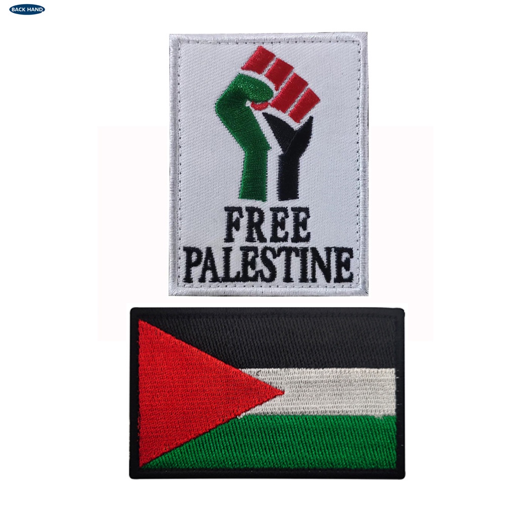 【Customized 】 Middle East Cross border Palestinian Flag Boxer Embroidery 3D Velcro Patch /Badges/armband/Emblem Decorative For Jackets Jeans Backpack cap