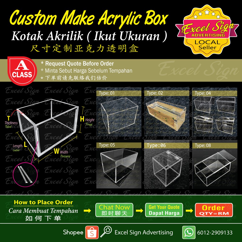 Custom Make Acrylic Box, Aquarium, Storage Box, Donation Box, Kotak Akrilik, Akuarium Ikan, kotak Plastik