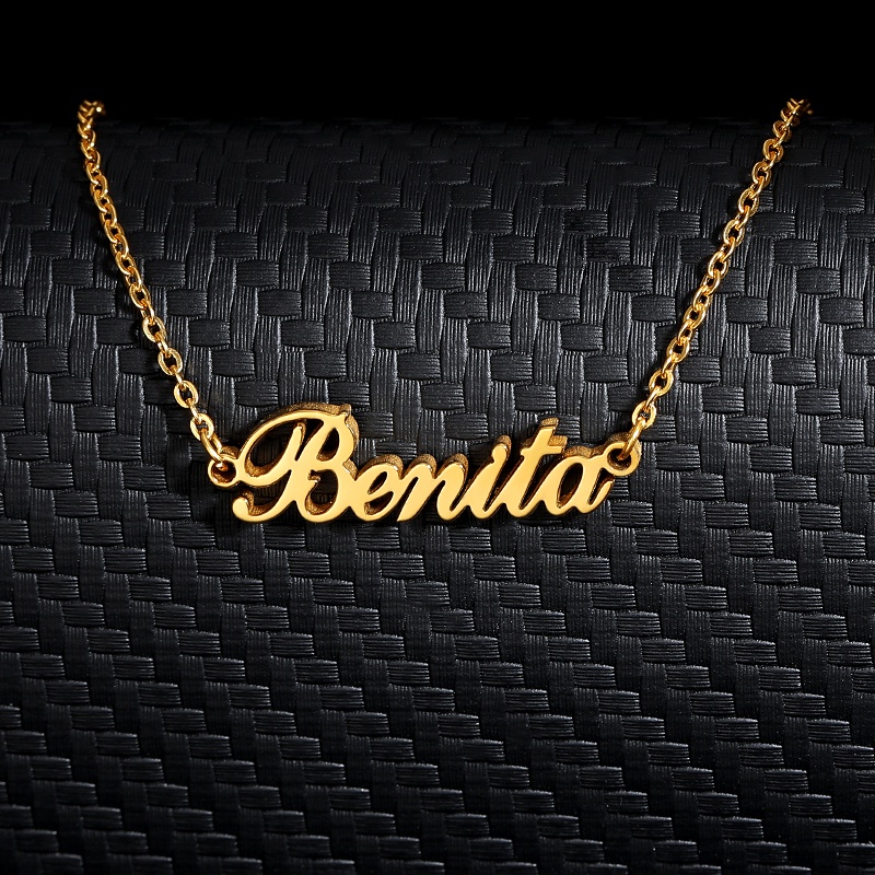Custom Personalized Name Necklace For Women Men Gold Stainless Steel Chain Customize Name Pendant Necklace Jewelry