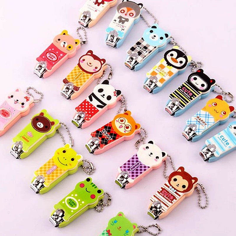 Cute Cartoon Animal Stainless Steel Nail Clippers Trimmer Random Color Manicure Newborn Baby Care Keychain Tool