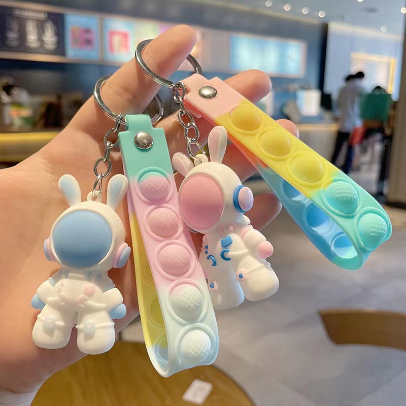 Cute Space Rabbit Silicone Keychain Pendant Space Rabbit Pendant Couple Bag Pendant Small Gift