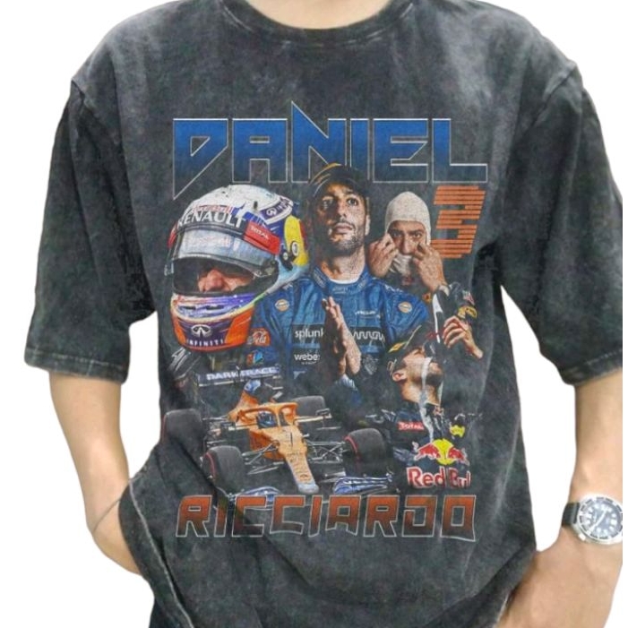 Daniel Ricciardo Formula Driver Racing Championship Vintage Wash Oversize T-shirt/T-shirt Formula One Driver Daniel Ricciardo Vintage Wash Unisex