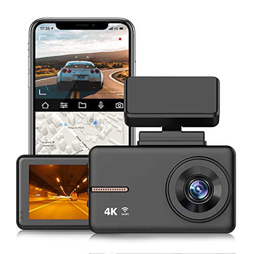 Dash Cam Front and Rear, 4K/2.5K Full HD Dash Camera for Cars, Built-in Wi-Fi GPS, 3” IPS Screen, Night Vision, 170°Wide Angle, WDR, Accident Lock, Loop Recording,24H Parking Mode, Motion Detection