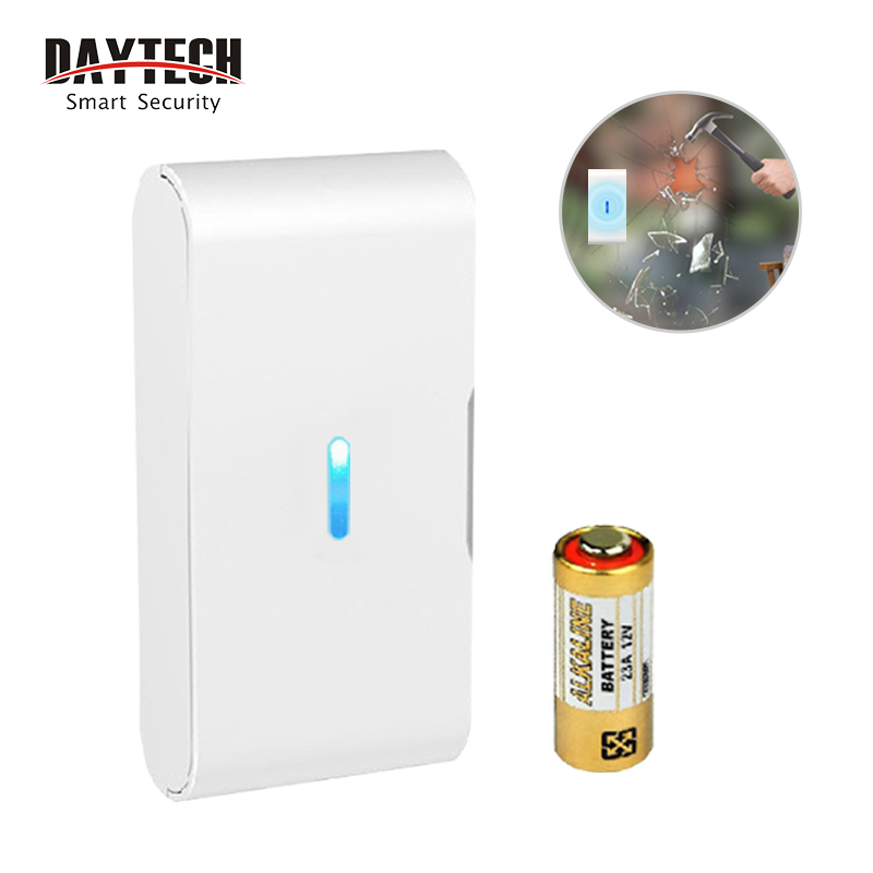 Daytech Wireless Vibration Detector 433Mhz Glass Break Alarm Anti-theft Anti-earthquake Can Work with Daytech Alarm System Model TA01/TA03/TA04 Shock Sensor VA02