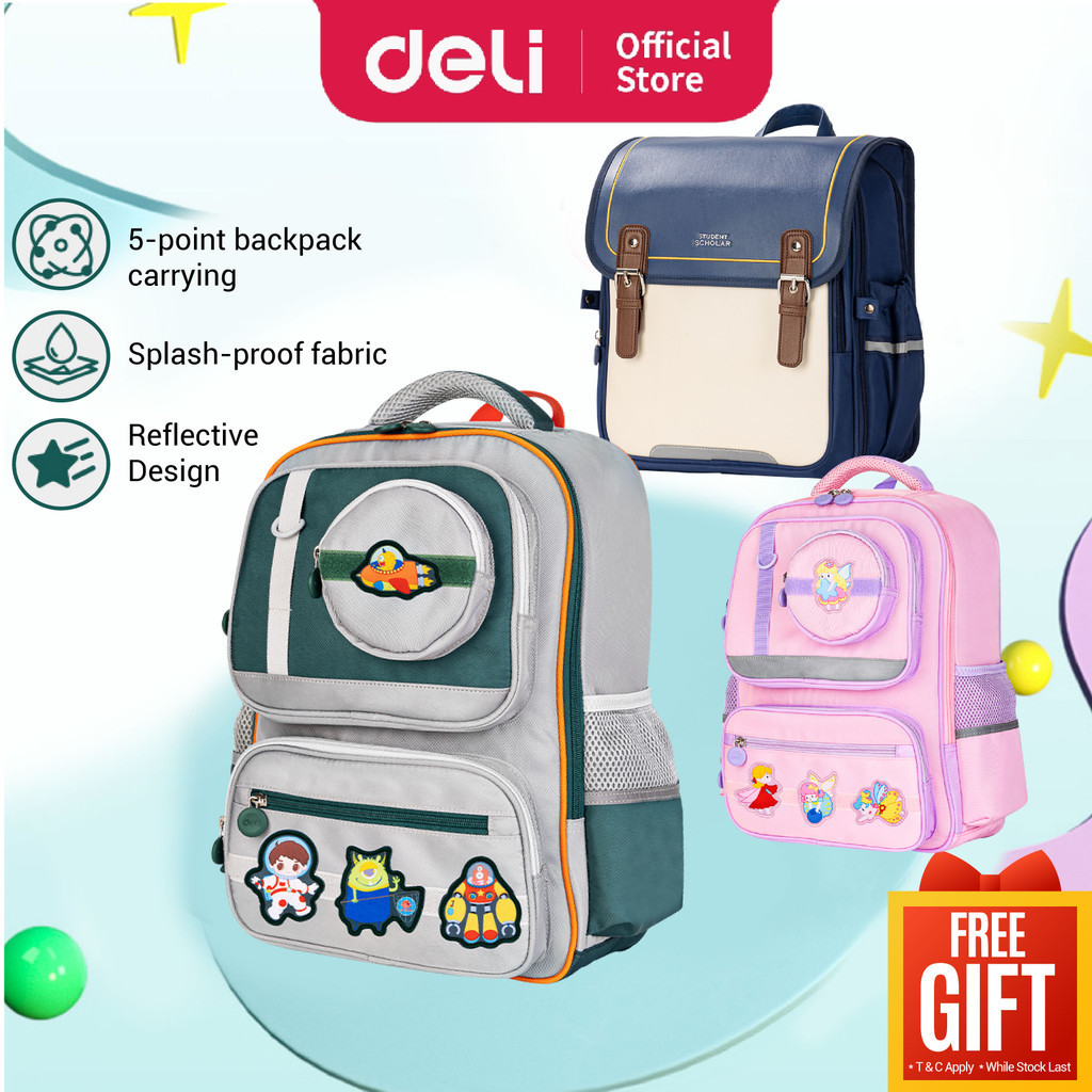 Deli Korean Style Student School Bag Exclusive Student Beg Sekolah Viral Backpack Green / Pink / Blue BB147 / BB107