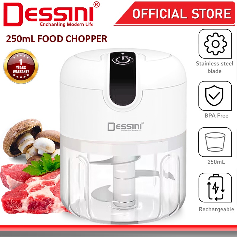 DESSINI ITALY 250mL USB Rechargeable Capsule Cutter Spin Chopper Blender Grinder Mixer Mincer Juicer Pengisar Pengadun