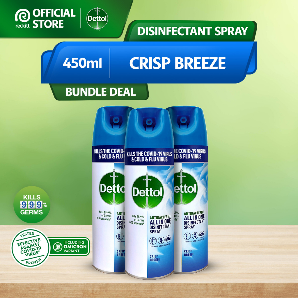 Dettol Antibacterial Disinfectant Spray - Crisp Breeze (450ml) [Bundle of 3]