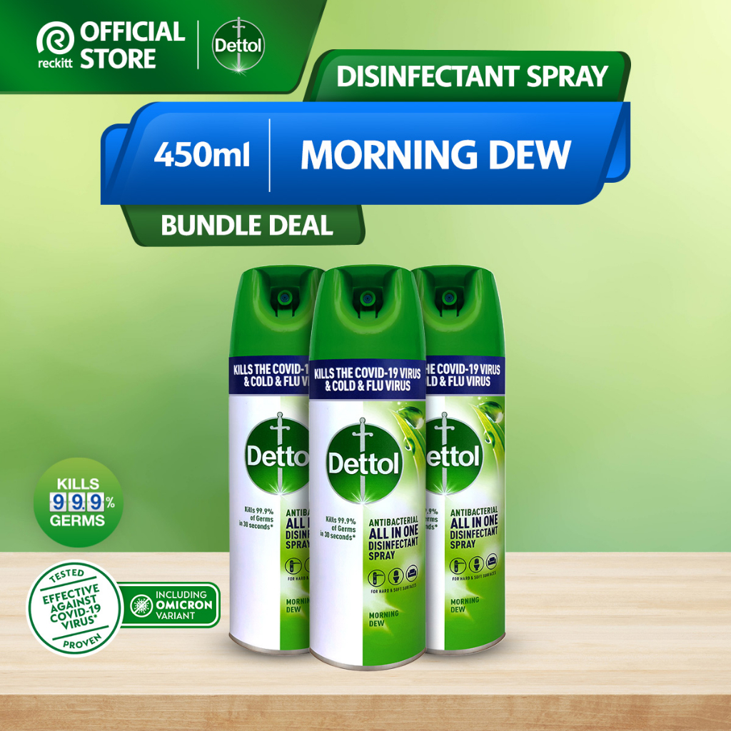 Dettol Antibacterial Disinfectant Spray Morning Dew (450ml x Bundle of 3)