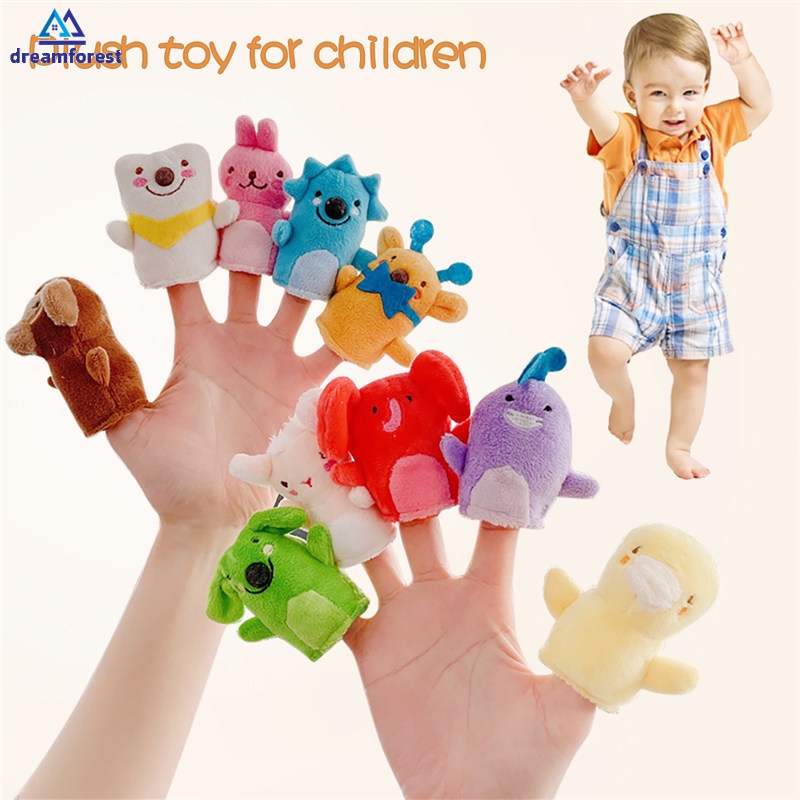 DF Finger Puppets Mini Animals Educational Cartoon Plush Doll Finger Puppets Theater Plush Toys for Children Gifts