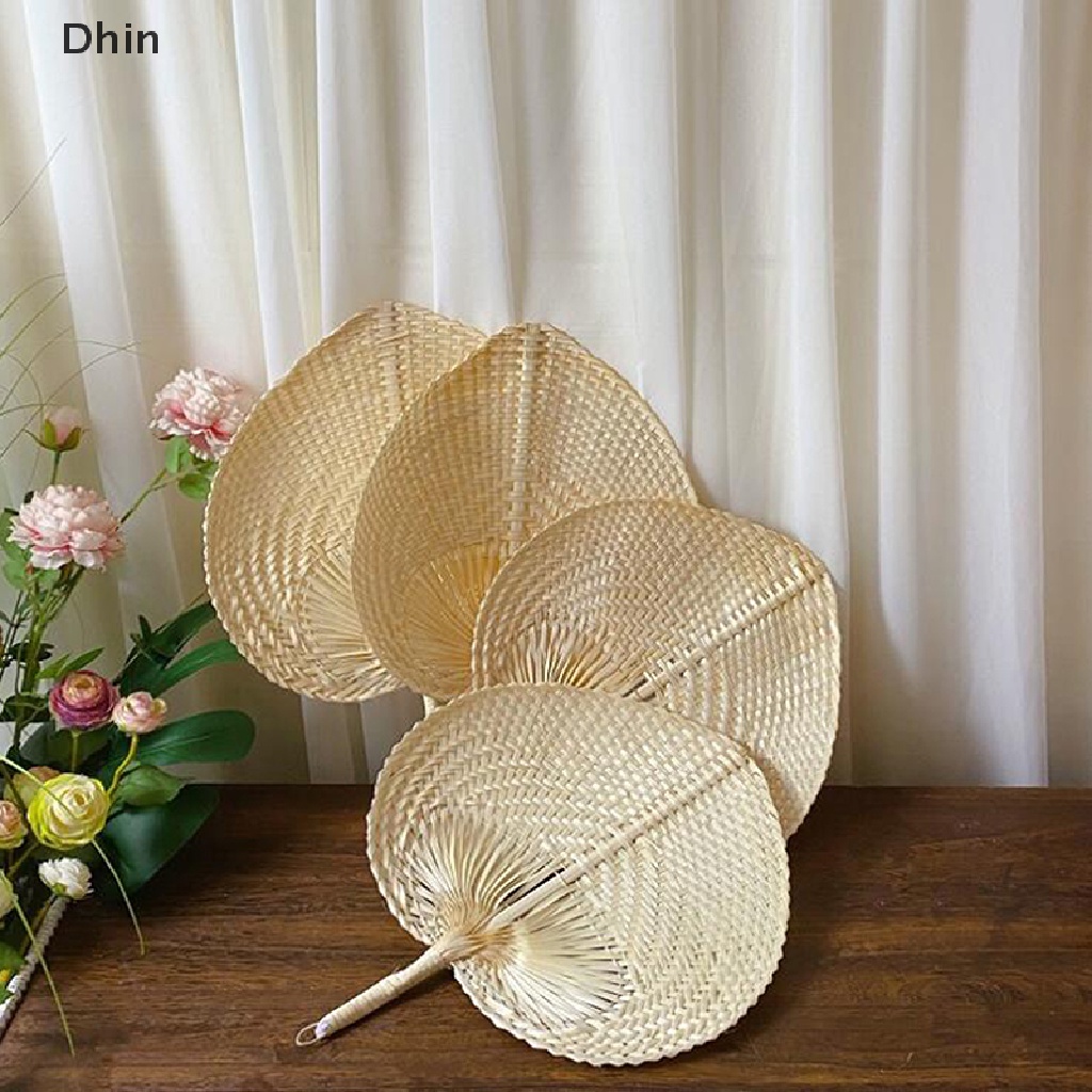 [Dhin] Handmade Straw Woven Fans Craft Summer Cooling Fan Bamboo Home Decoration COD