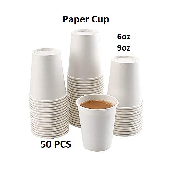 Disposable Plain Paper Cup / Paper Cup / Cawan Kertas - 6oz / 9oz (50pcs/Pkt)