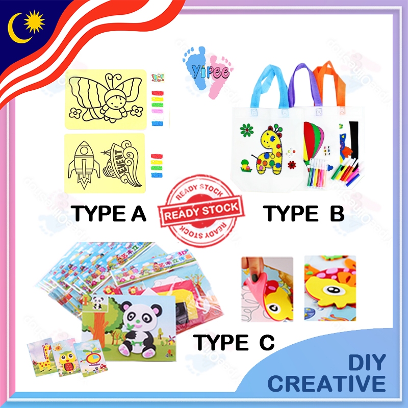 DIY Creative Cartoon Sand Painting Art Kindergarten Handmade Colour Graffiti Eco Bag Lukisan Pasir AC-080