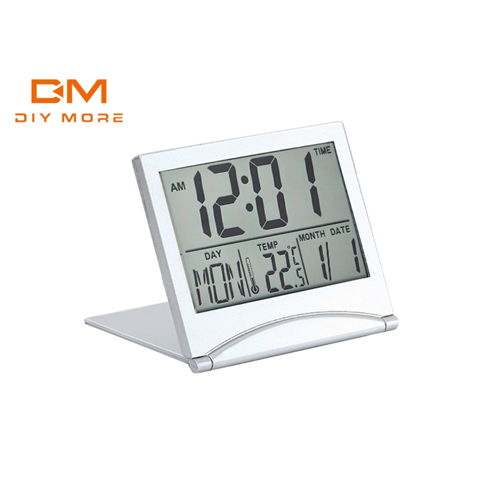 DIYMORE Folding LCD Digital Alarm Clock Desk Table Weather Station Desk Temperature Travel Ectronic Mini Clock