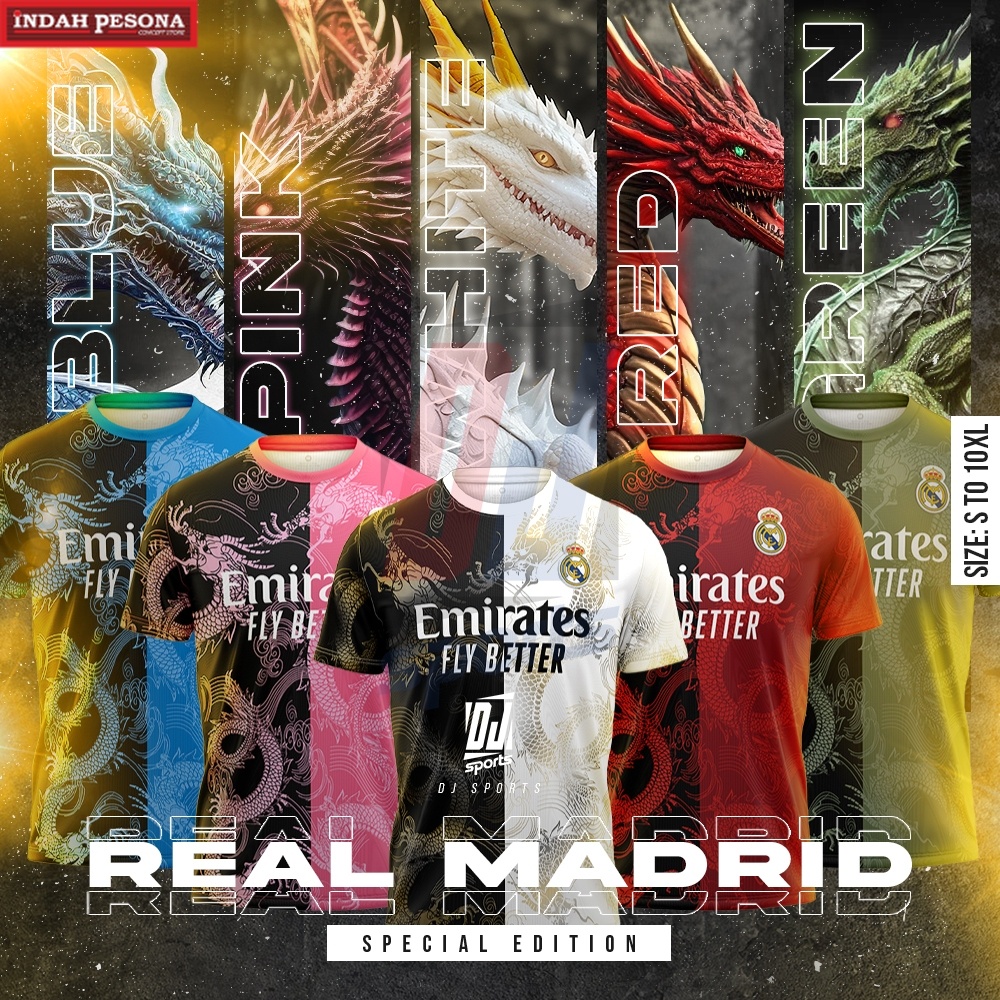 ️DJ Sport️ Jersey Real Madrid Dragon Special. Ed. FOOTBALL (P2) / Size: S-10XL / Baju Jersi Bola Sepak Lengan Pendek