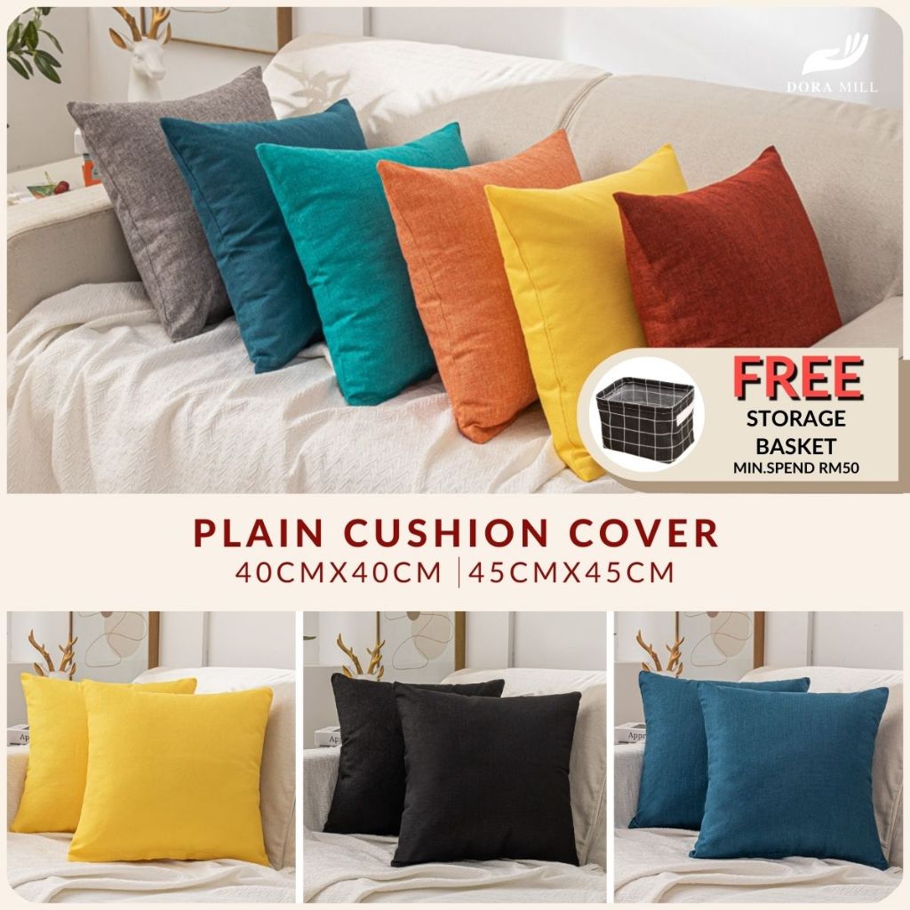 DORAMILL Plain Colour Cushion Cover | Square Throw Pillow Case / Sofa Cushion Cover Sarung Kusyen Home Decor BZ#3