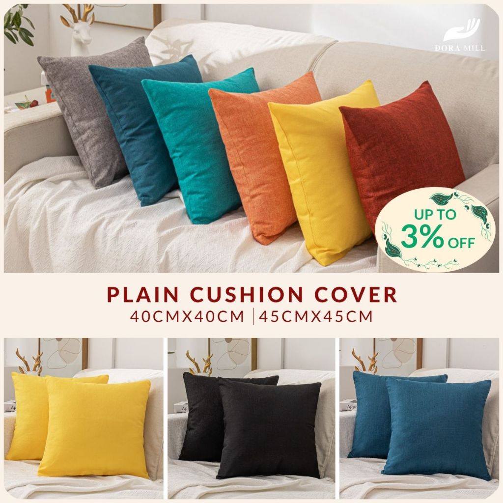 DORAMILL Plain Colour Cushion Cover | Square Throw Pillow Case / Sofa Cushion Cover Sarung Kusyen Home Decor BZ#3