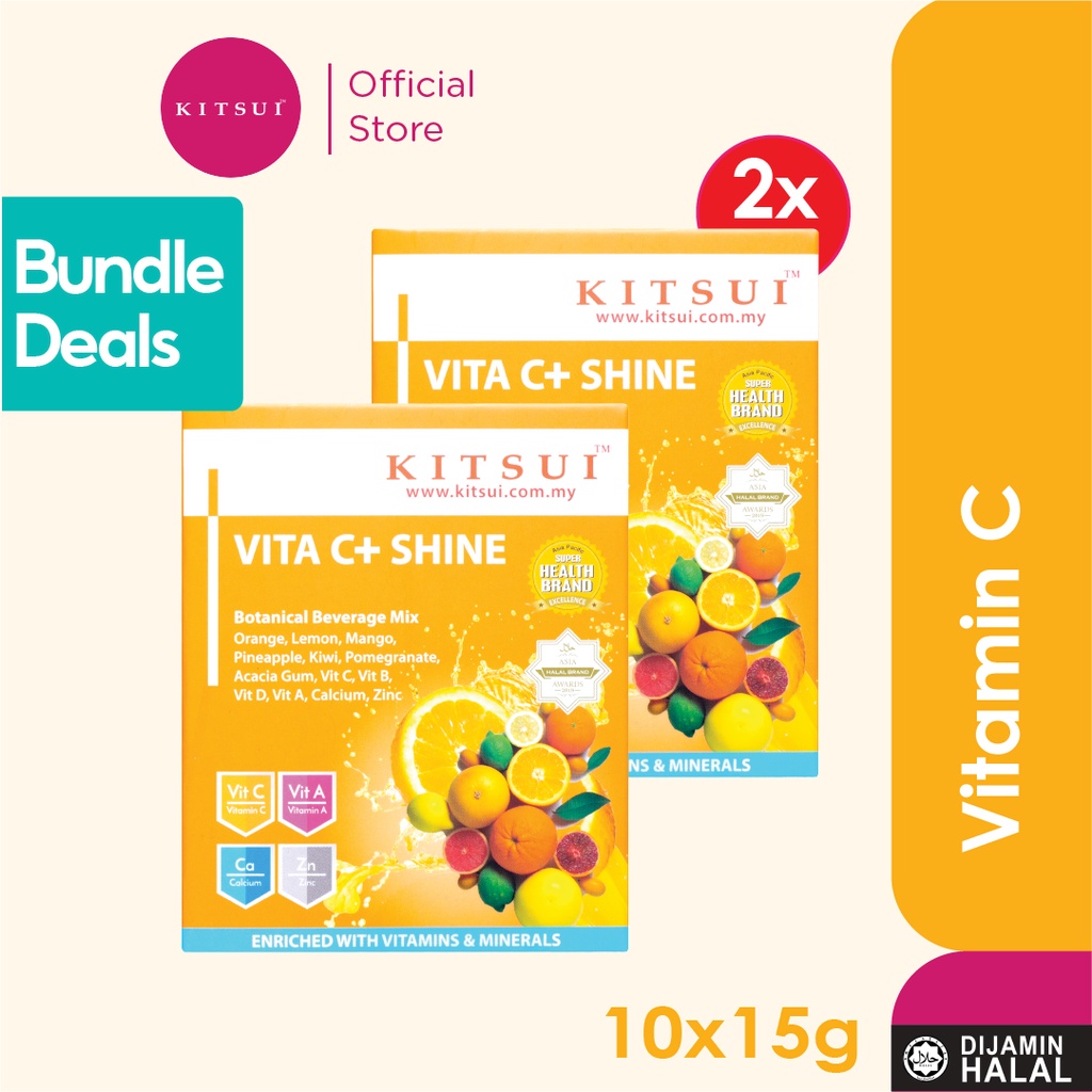 [Double Deals] 2x KITSUI Vitamin C + Shine ( Kitsui Vita C )*Gabungan 6 Buah Buahan Yang Mengandungi Vitamin C*