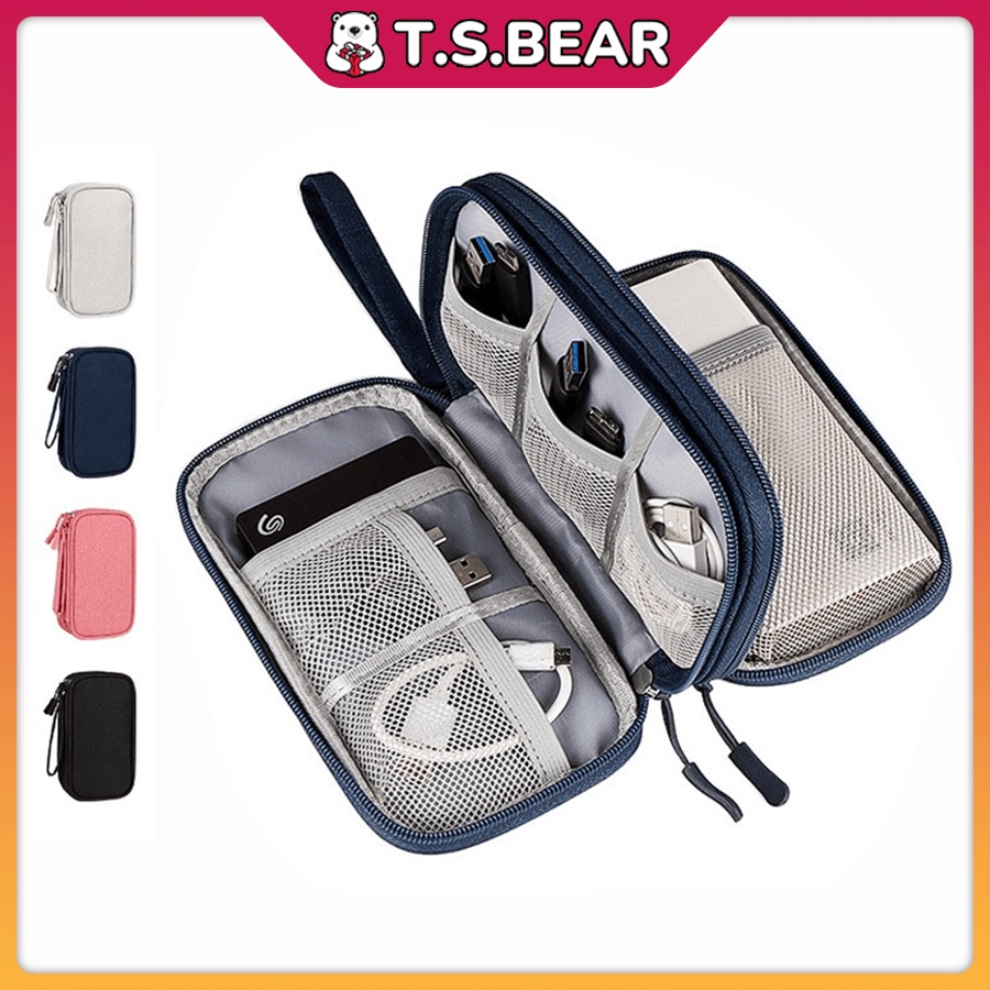 Double Layer Organizer Cable Bag USB Charger Earphone Electronics Wire PowerBank Gadget Storage Bag Case Pouch 数码收纳包 T11