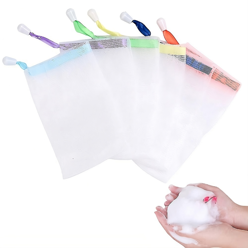 【Double Layer】Thickening Facial Cleanser Soap Foaming Net Soap Storage Bag Wash Bath Soap Bubble Net Bag Sabun Mandi Beg