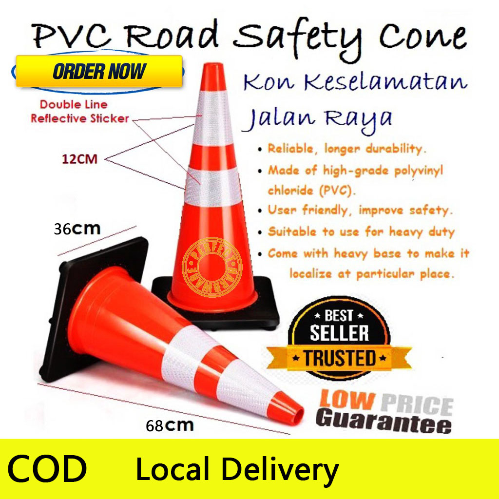 ✨DOUBLE LINE✨✨ HEAVY DUTY SAFETY CONE✨ TRAFFIC CONE 680MM✨DOUBLE LINE Jauh Dapat Dinampak jelas ✨.