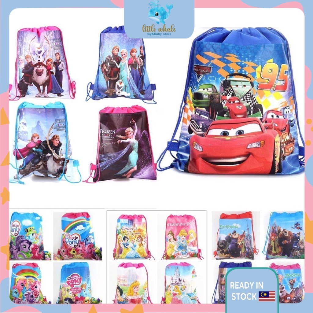 Drawstring Bag Backpack Cartoon Goodies Bag Loot Bag Birthday Gift Kids Bag Travel Shoulder Bags Beg Galas