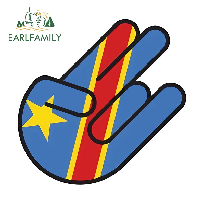 EARLFAMILY 13cm Congo Map Flag Car Stickers Vinyl Car Wrap Scratch-Proof Waterproof Decals Windshield Caravan Car Goods