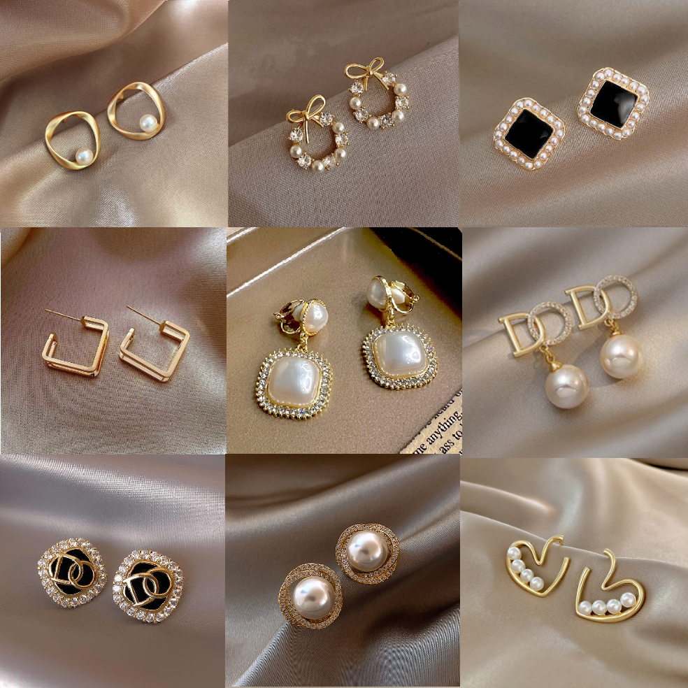 Earring S925 Silver Needle Elegant Pearl Diamond Korean Style Fashion Earing Subang Telinga [Ready Stock Malaysia]