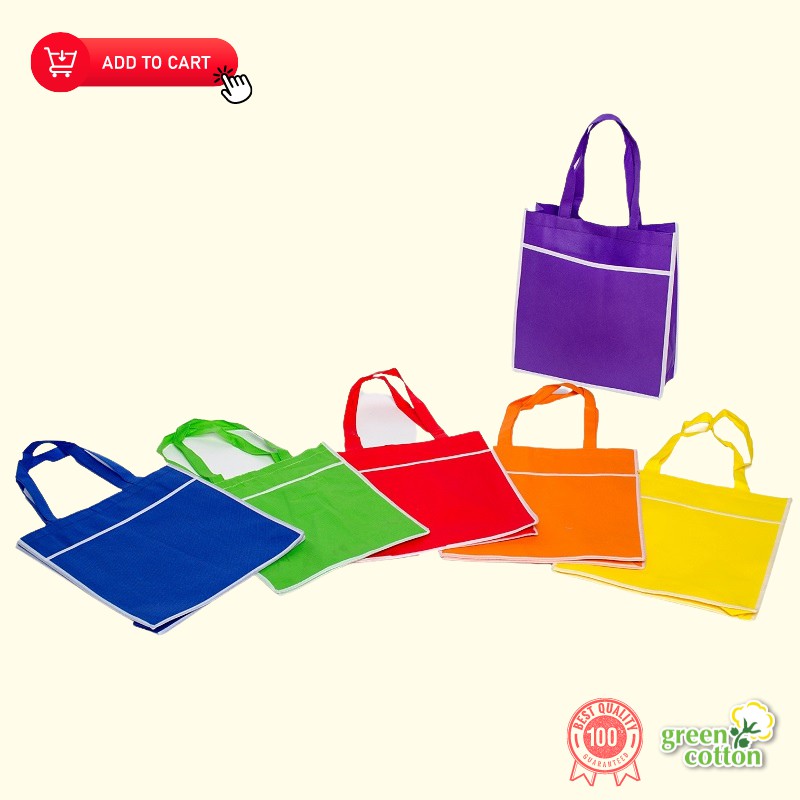 Eco Friendly Non Woven Pocket Tote Bag A4 Size Shoe Grocery Shopping Clothes Tuition School Gift Merchandise Beg NWB139