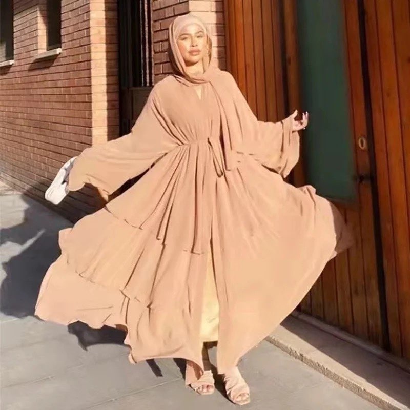 Eid Ramadan Fashion Muslim Jubah Dubai Abaya Chiffon Fashion Cardigan Muslim For Women Modest Robe Turkey Kaftan Ramadan Arabic Islamic Clothing