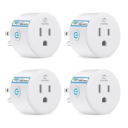 Smart Plug 5GHz, EIGHTREE Smart Plug Works with Alexa & Google Home, 5GHz & 2.4GHz WiFi Compatible, Alexa Smart Socket with Remote Control & Timer Function, No Hub Required, 4 Pack