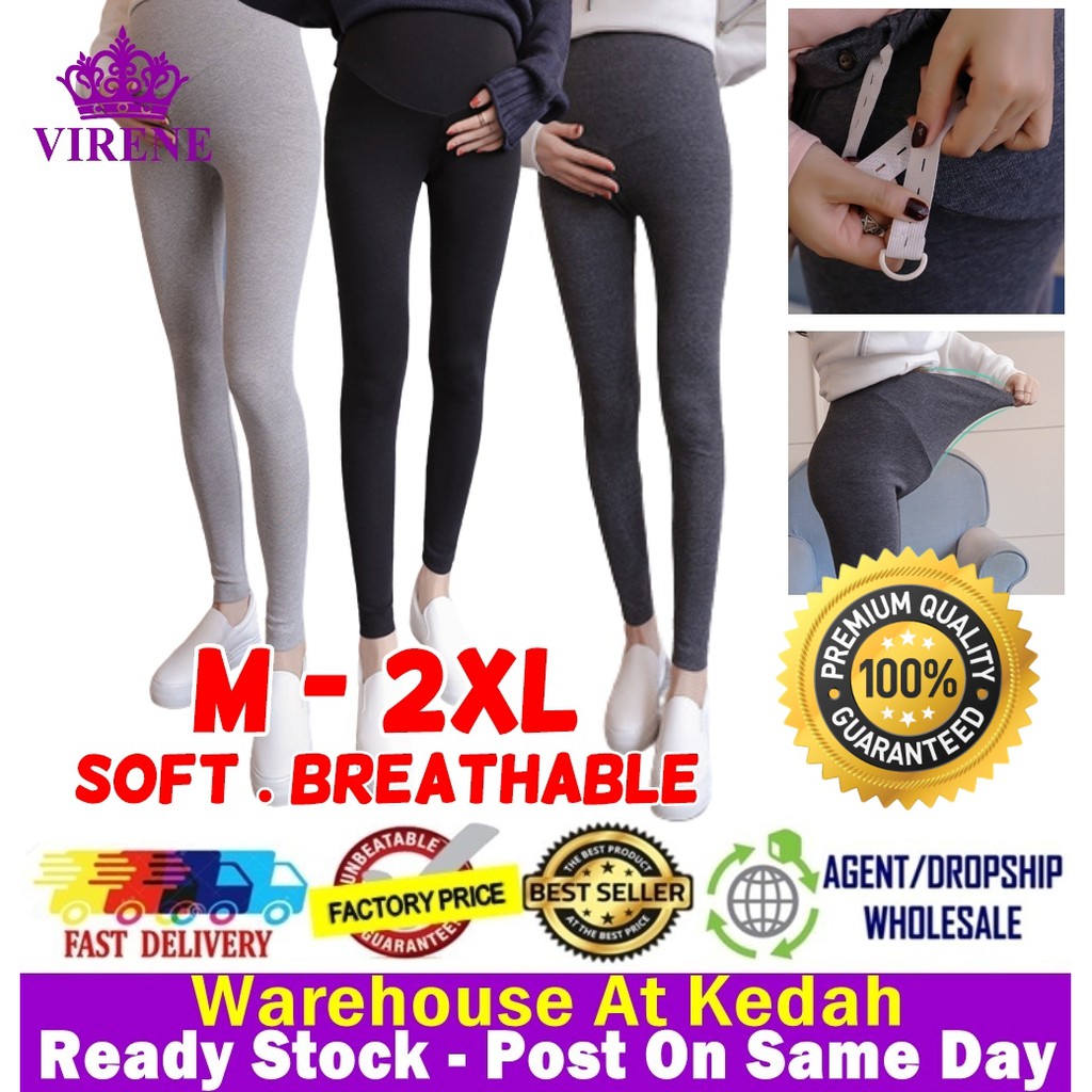 Elastic Maternity Legging Pregnancy Long Pant Soft High Waist Adjustable Stomach Support Pants Ready Stock 219976