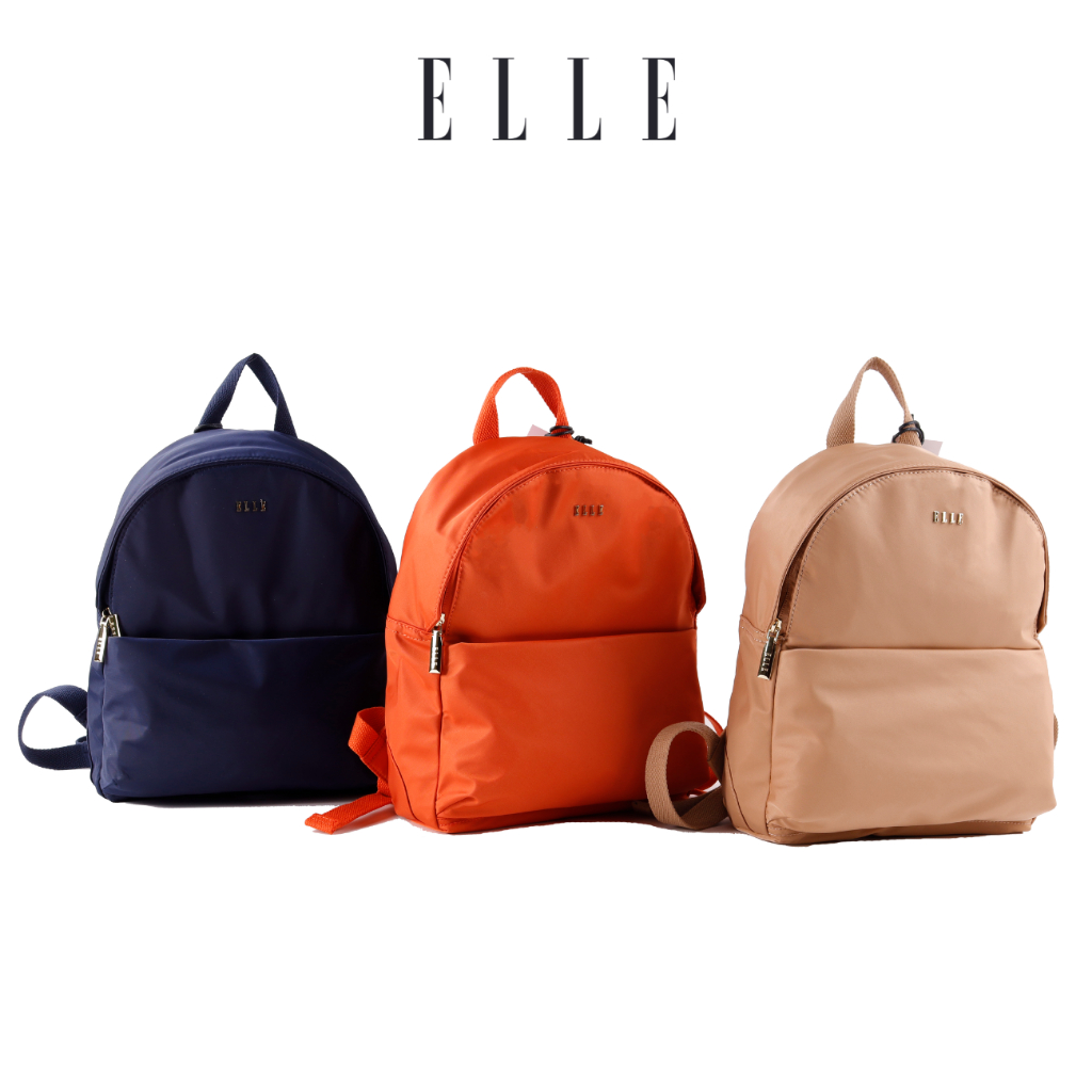 Elle Mercy Nylon Backpack - Khaki/Navy/Orange